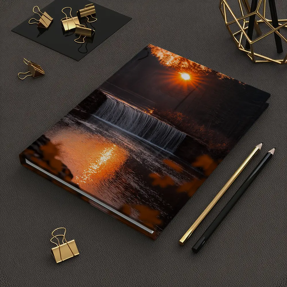 Waterfall Sunset Glow Autumn Forest Reflection – Notebooks