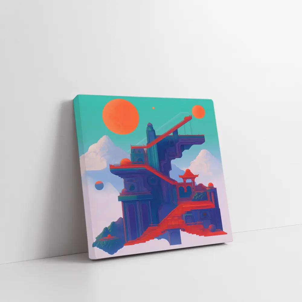 Surreal Asian Temple Floating Above Clouds – Wall Art