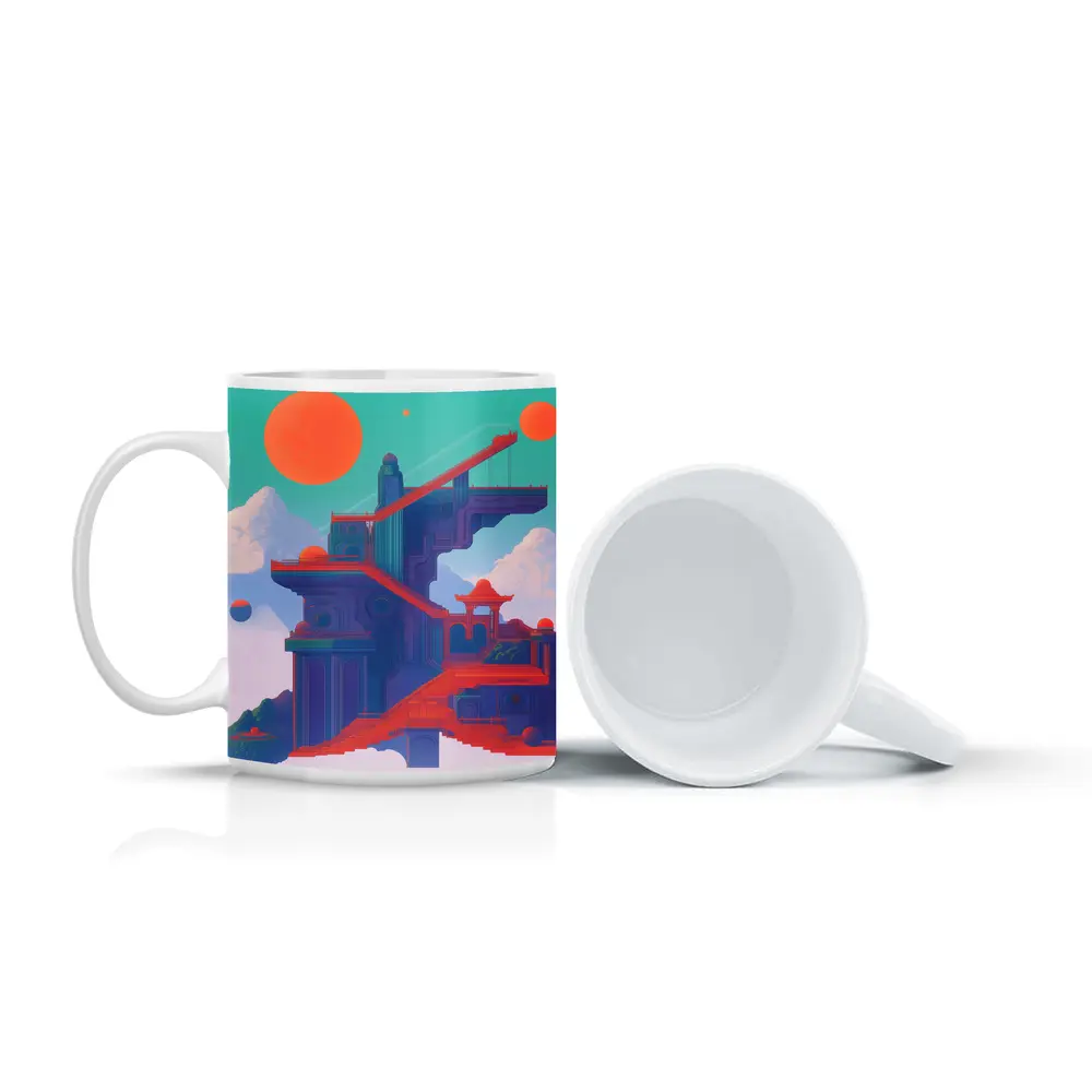 Surreal Asian Temple Floating Above Clouds – Mugs