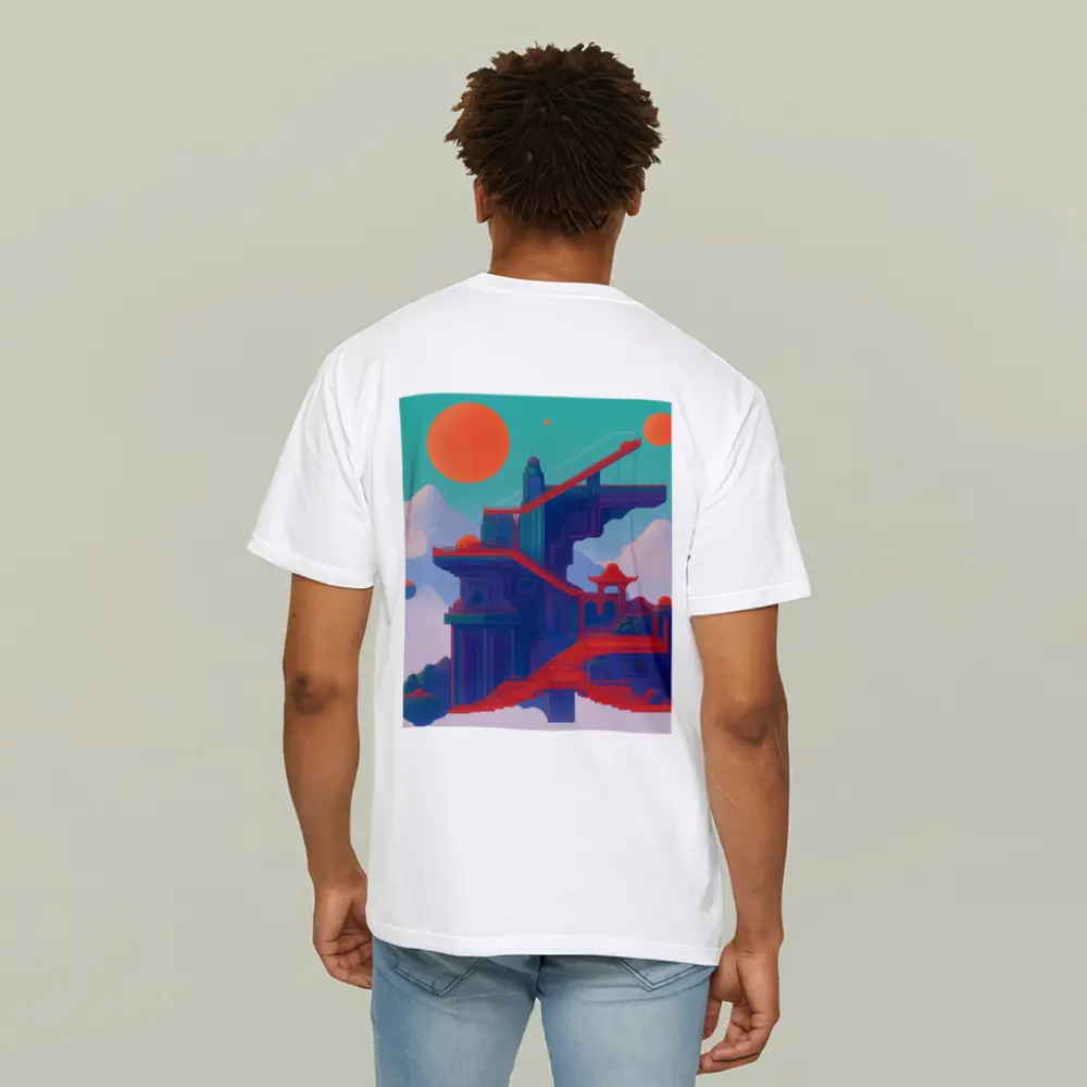 Surreal Asian Temple Floating Above Clouds – T-Shirts
