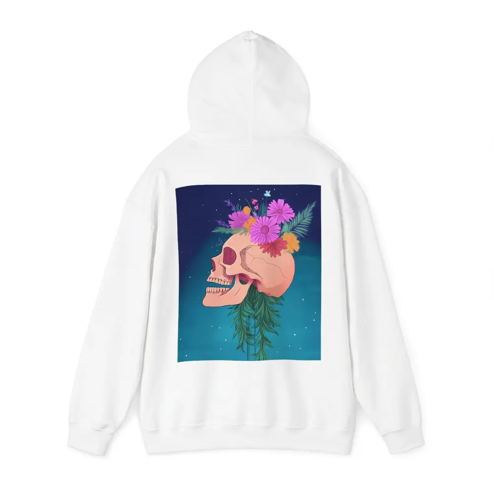 Floral Skull With Pink Flowers Teal Background – Hoodies