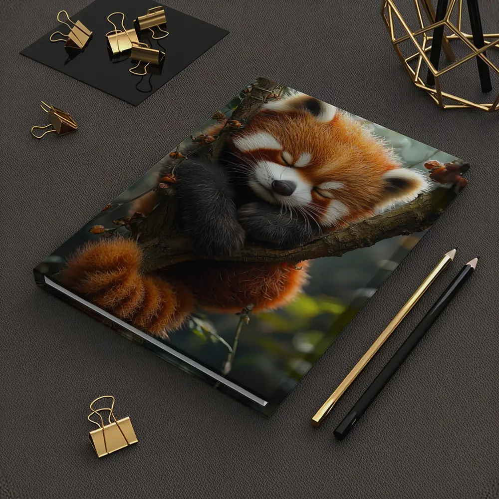 Red Panda Sleeping on Forest Tree Branch – Notebooks