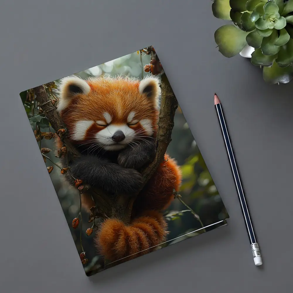 Red Panda Sleeping on Forest Tree Branch – Notebooks