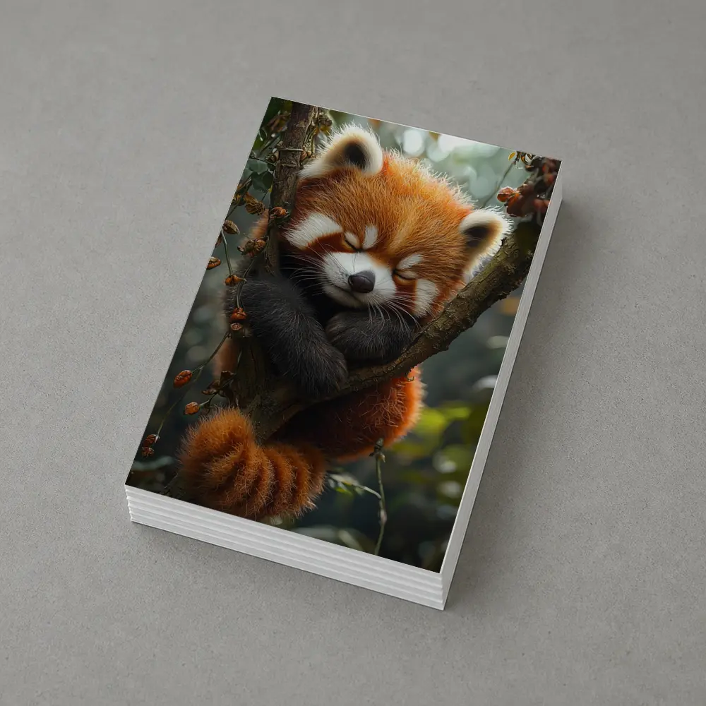 Red Panda Sleeping on Forest Tree Branch – Postcards
