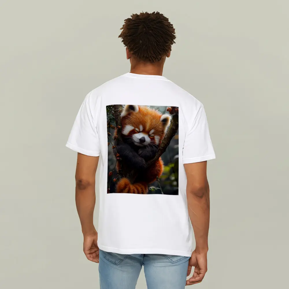 Red Panda Sleeping on Forest Tree Branch – T-Shirts