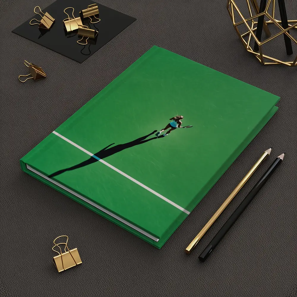 Tennis Player Aerial View Green Court – Notebooks