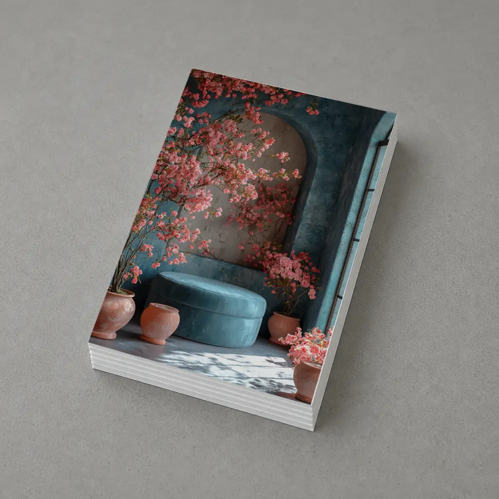 Pink Blossoms Teal Room Cozy Interior – Postcards