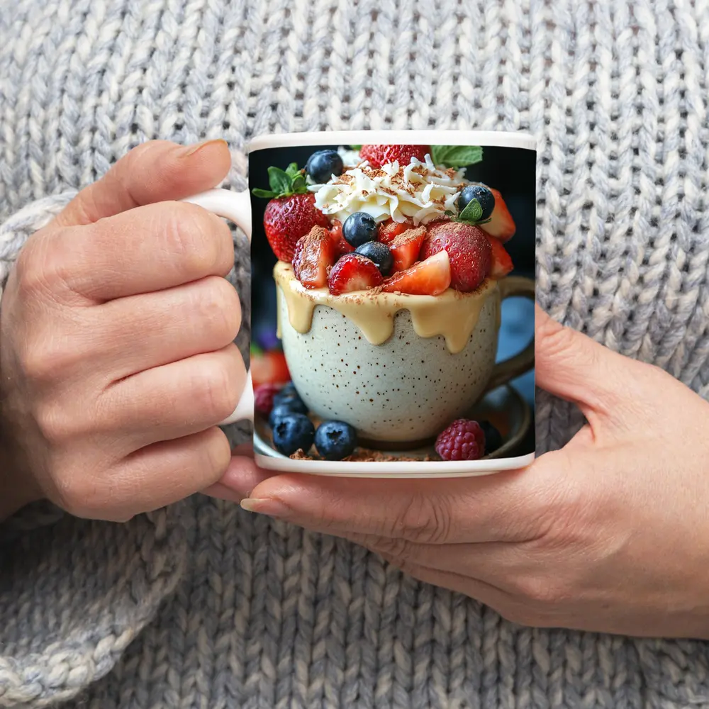 Berry Dessert Cup With Caramel Drizzle – Mugs