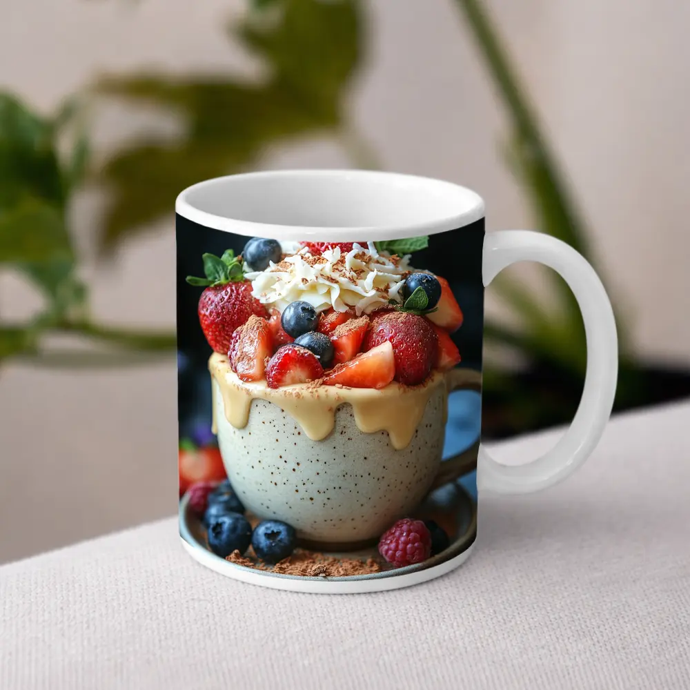 Berry Dessert Cup With Caramel Drizzle – Mugs