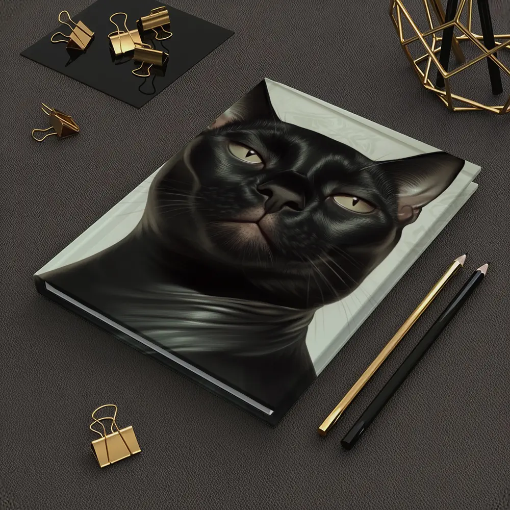 Black Burmese Cat Portrait White Background – Notebooks