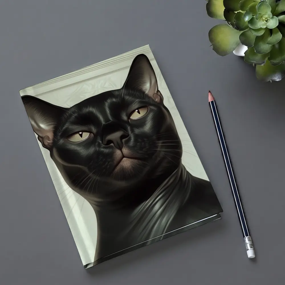 Black Burmese Cat Portrait White Background – Notebooks