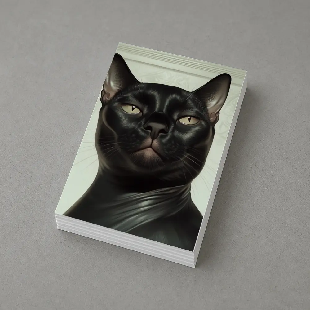 Black Burmese Cat Portrait White Background – Postcards