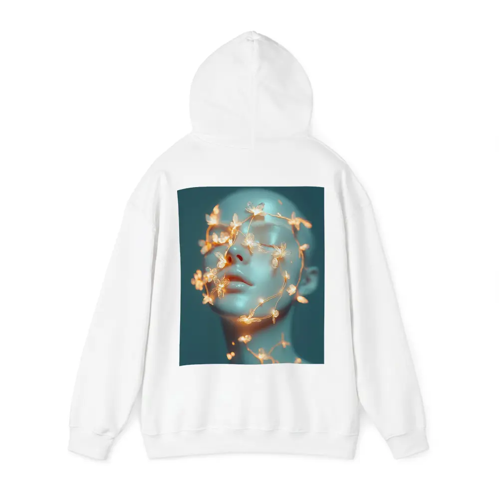 Glowing Floral Vines Abstract Face Teal – Hoodies