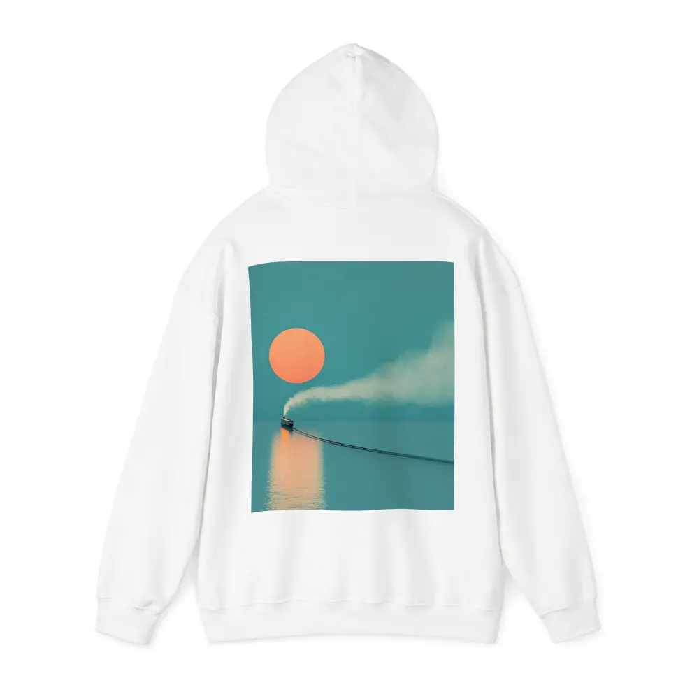Steam Train Over Calm Teal Ocean Sunset – Hoodies
