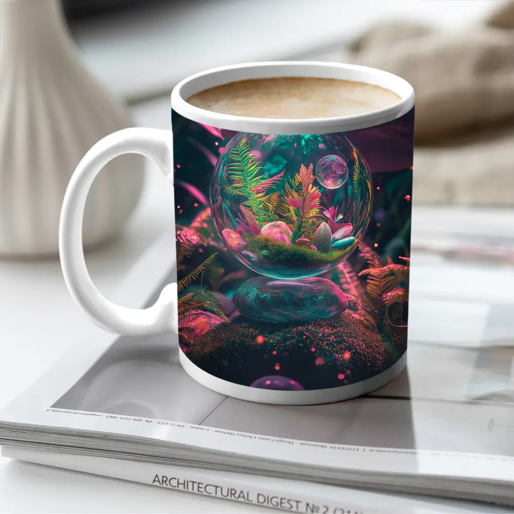 Glass Terrarium Sphere Neon Fantasy Garden – Mugs