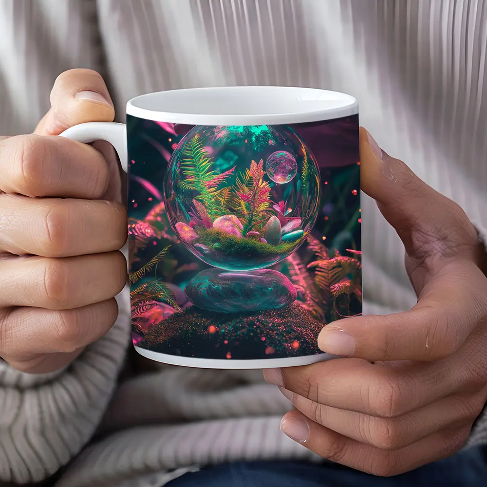 Glass Terrarium Sphere Neon Fantasy Garden – Mugs