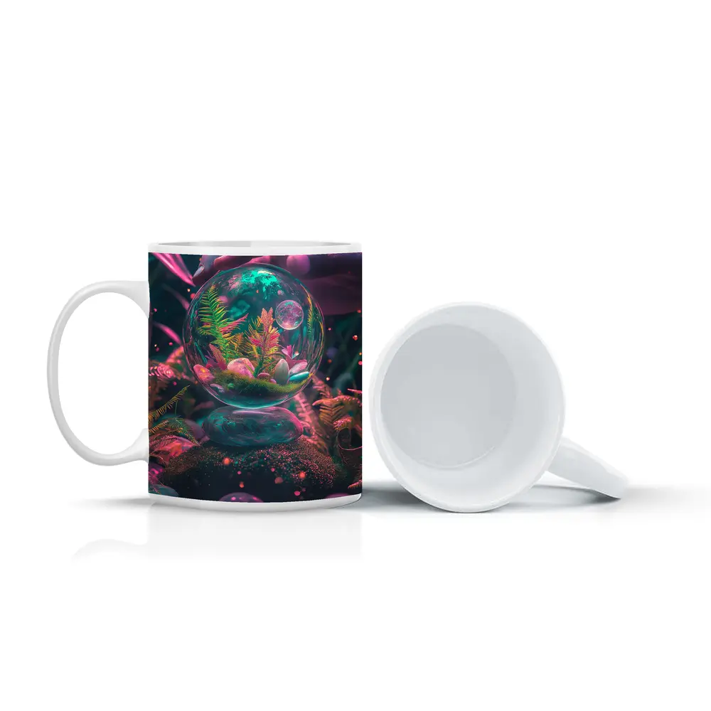 Glass Terrarium Sphere Neon Fantasy Garden – Mugs