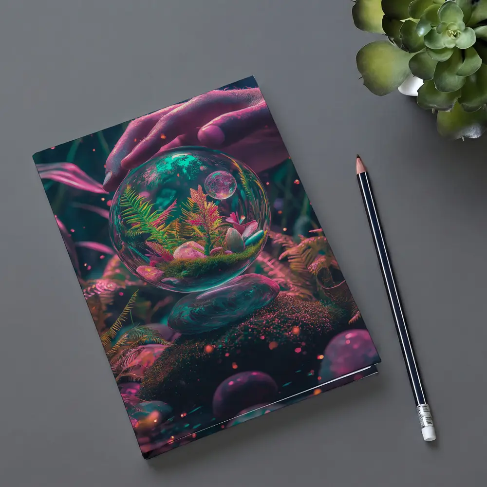 Glass Terrarium Sphere Neon Fantasy Garden – Notebooks