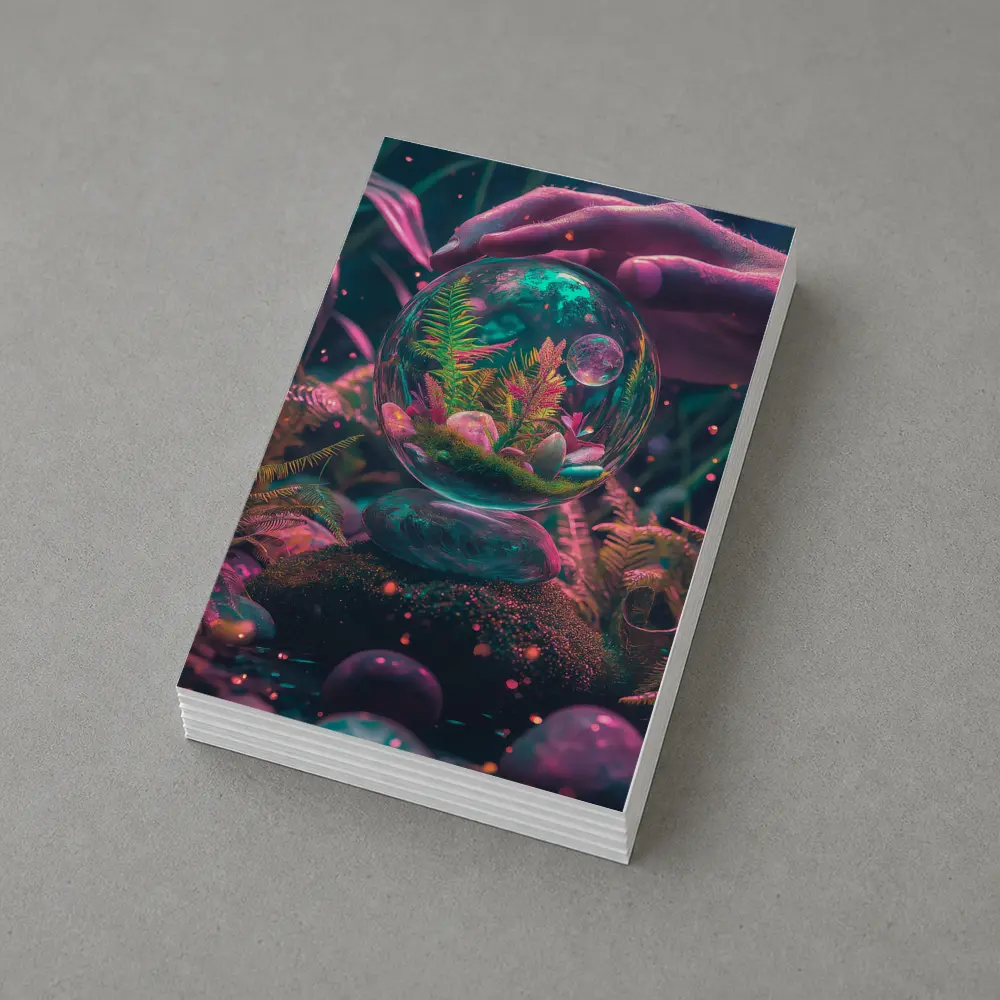 Glass Terrarium Sphere Neon Fantasy Garden – Postcards