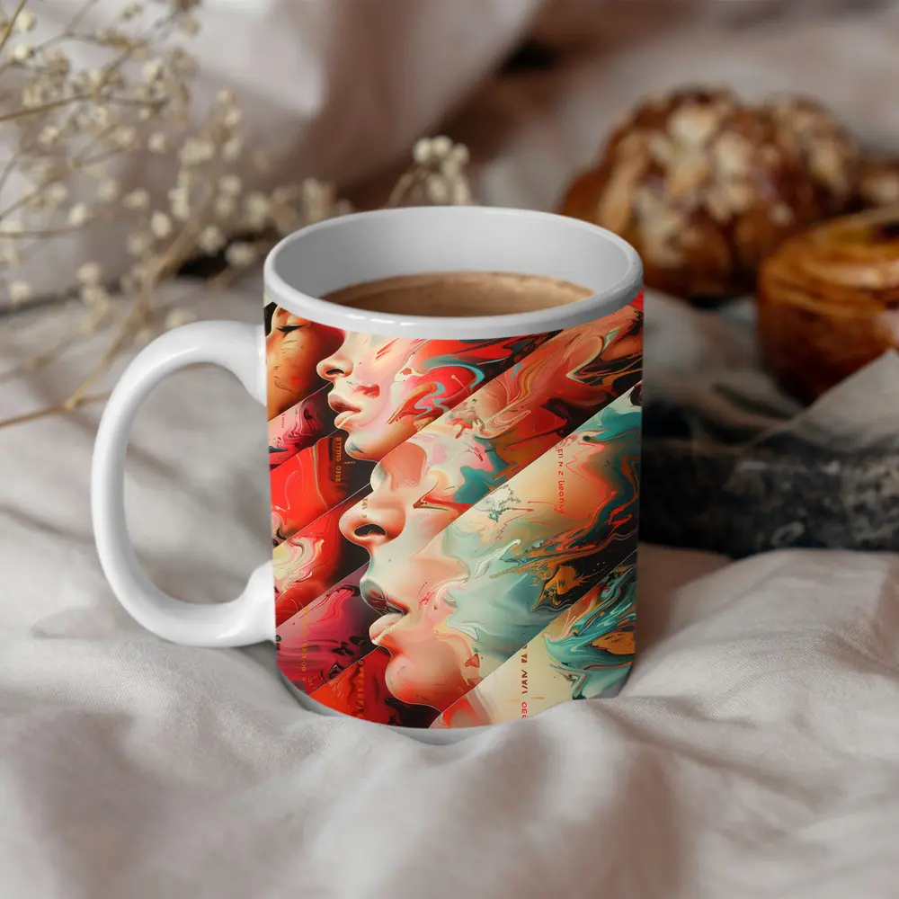 Abstract Women Faces Fluid Paint Art – Mugs