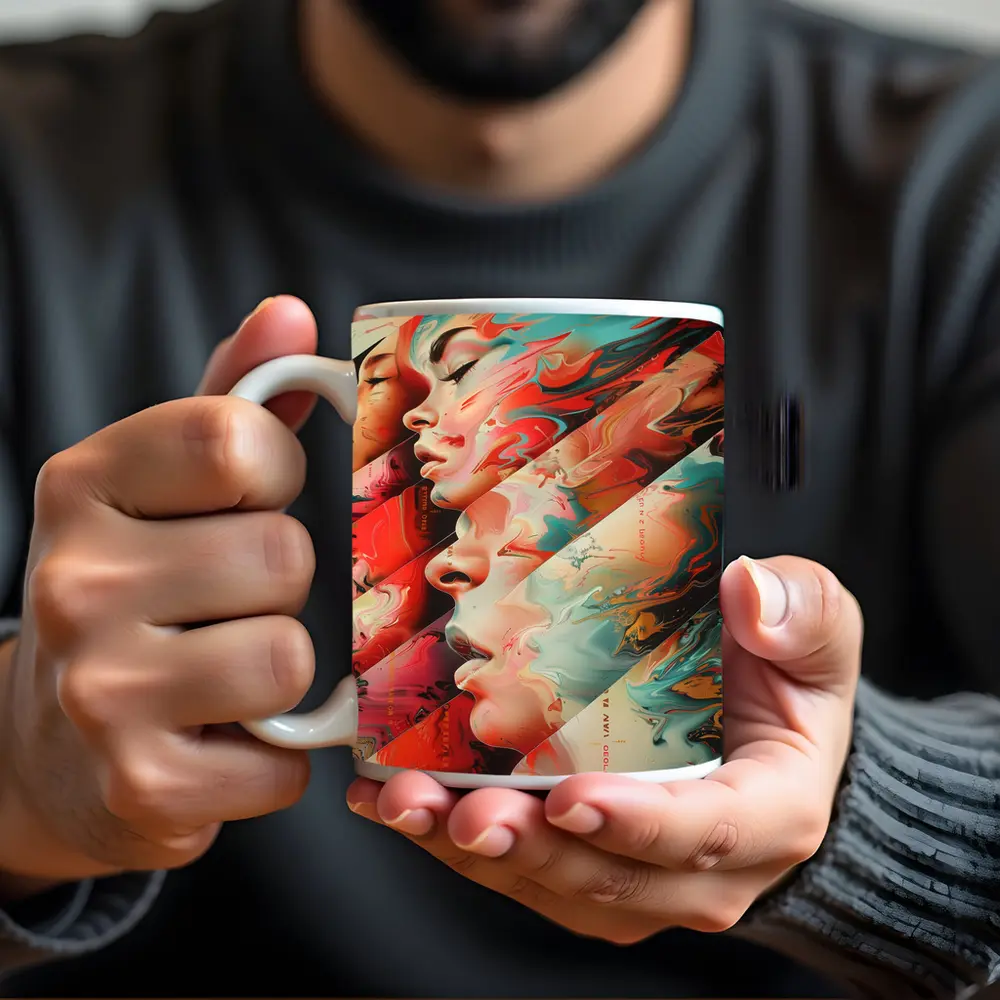 Abstract Women Faces Fluid Paint Art – Mugs