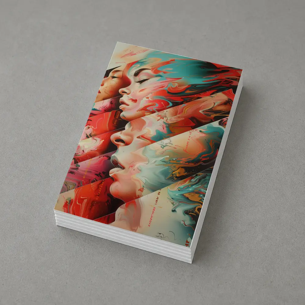 Abstract Women Faces Fluid Paint Art – Postcards