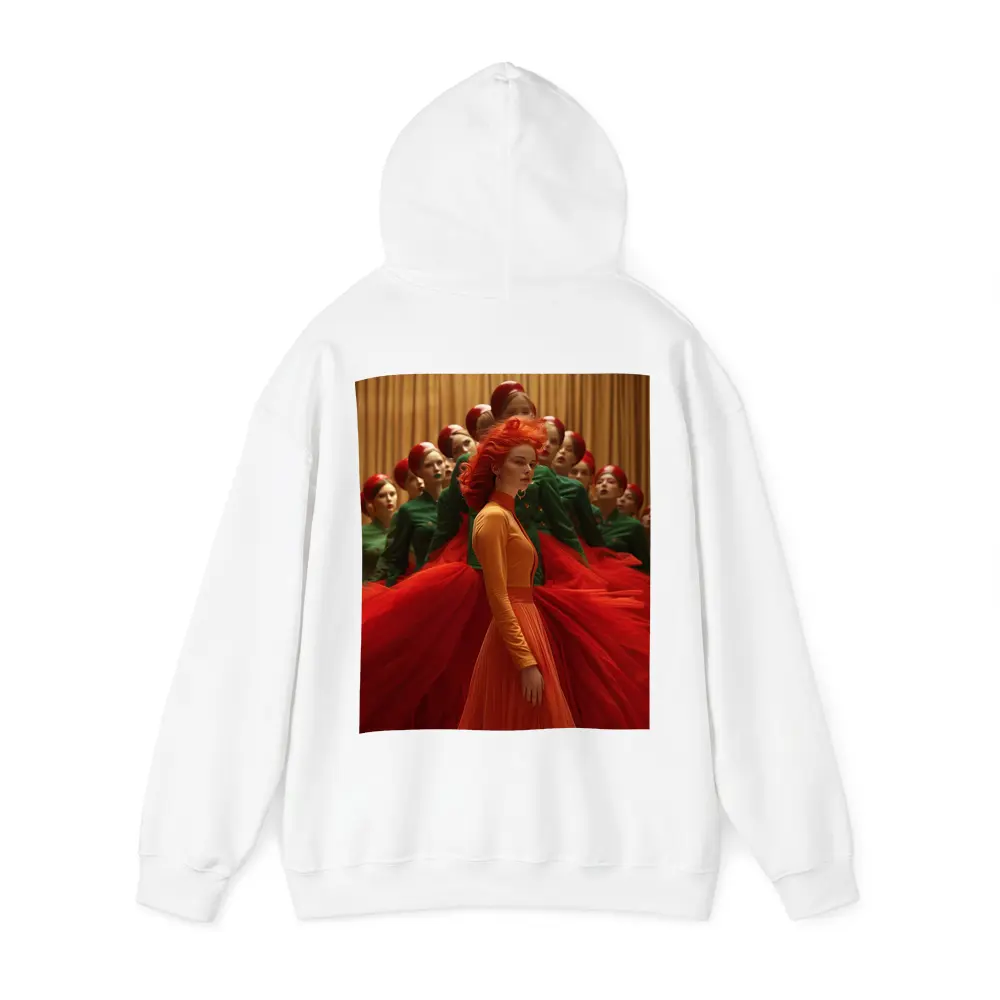 Red Haired Woman Orange Dress Choir Background – Hoodies