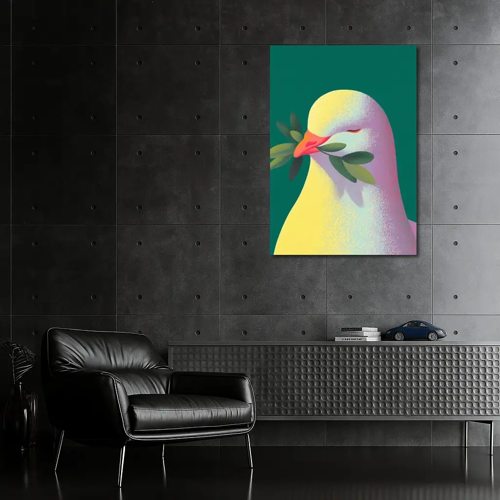 Peace Dove Olive Branch Green Background Art – Wall Art