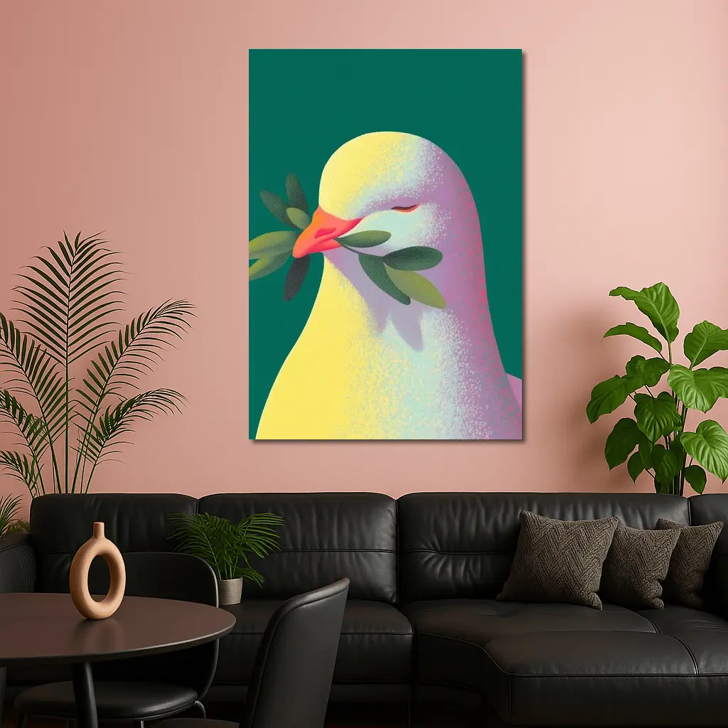 Peace Dove Olive Branch Green Background Art – Wall Art