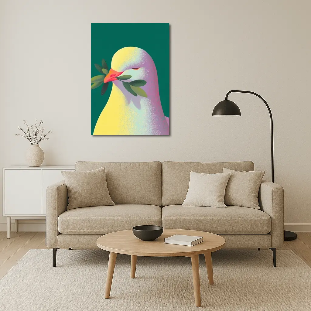 Peace Dove Olive Branch Green Background Art – Wall Art