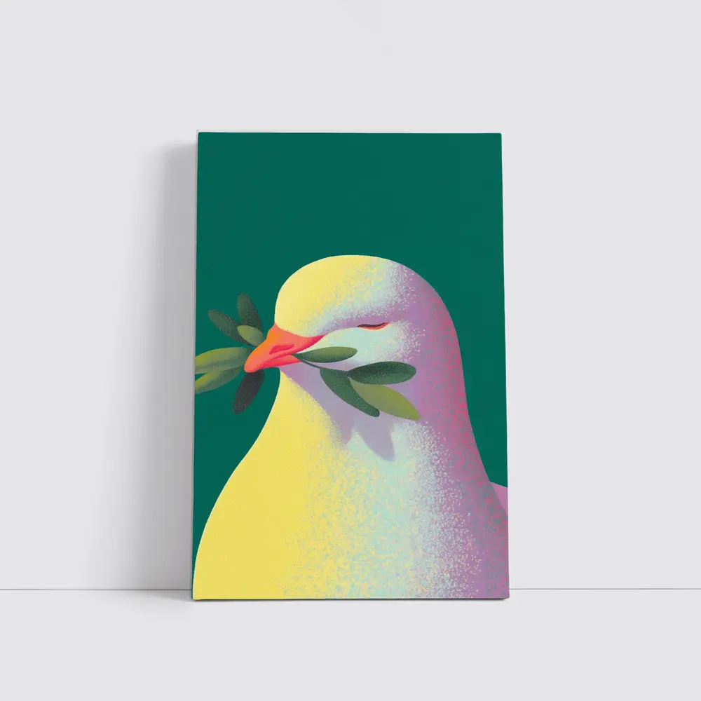 Peace Dove Olive Branch Green Background Art – Wall Art