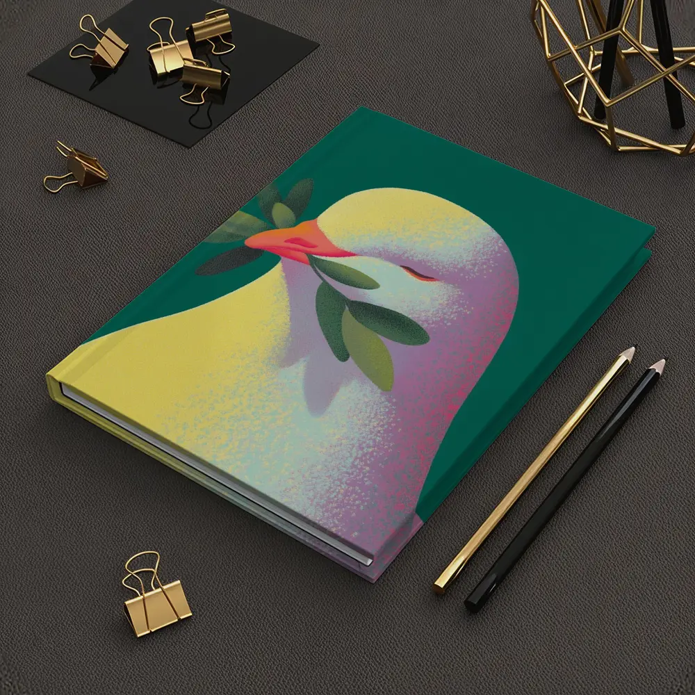 Peace Dove Olive Branch Green Background Art – Notebooks
