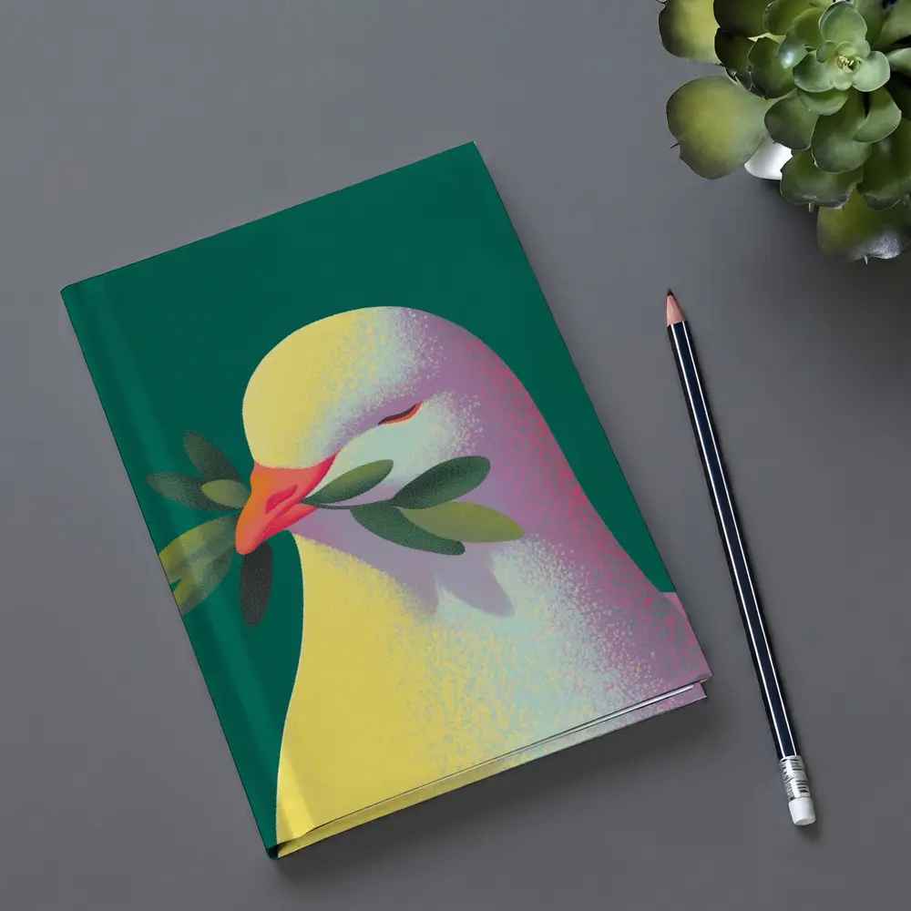 Peace Dove Olive Branch Green Background Art – Notebooks