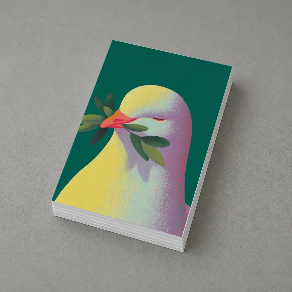 Peace Dove Olive Branch Green Background Art – Postcards