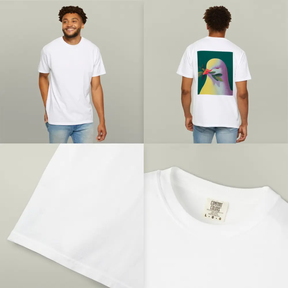 Peace Dove Olive Branch Green Background Art – T-Shirts