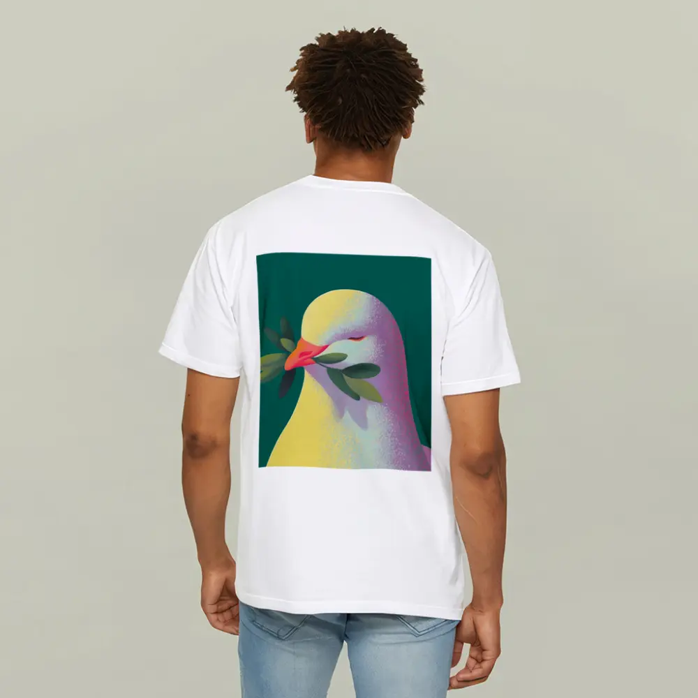 Peace Dove Olive Branch Green Background Art – T-Shirts