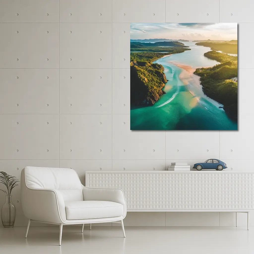 Tropical Island Bay Aerial Sunset View – Wall Art