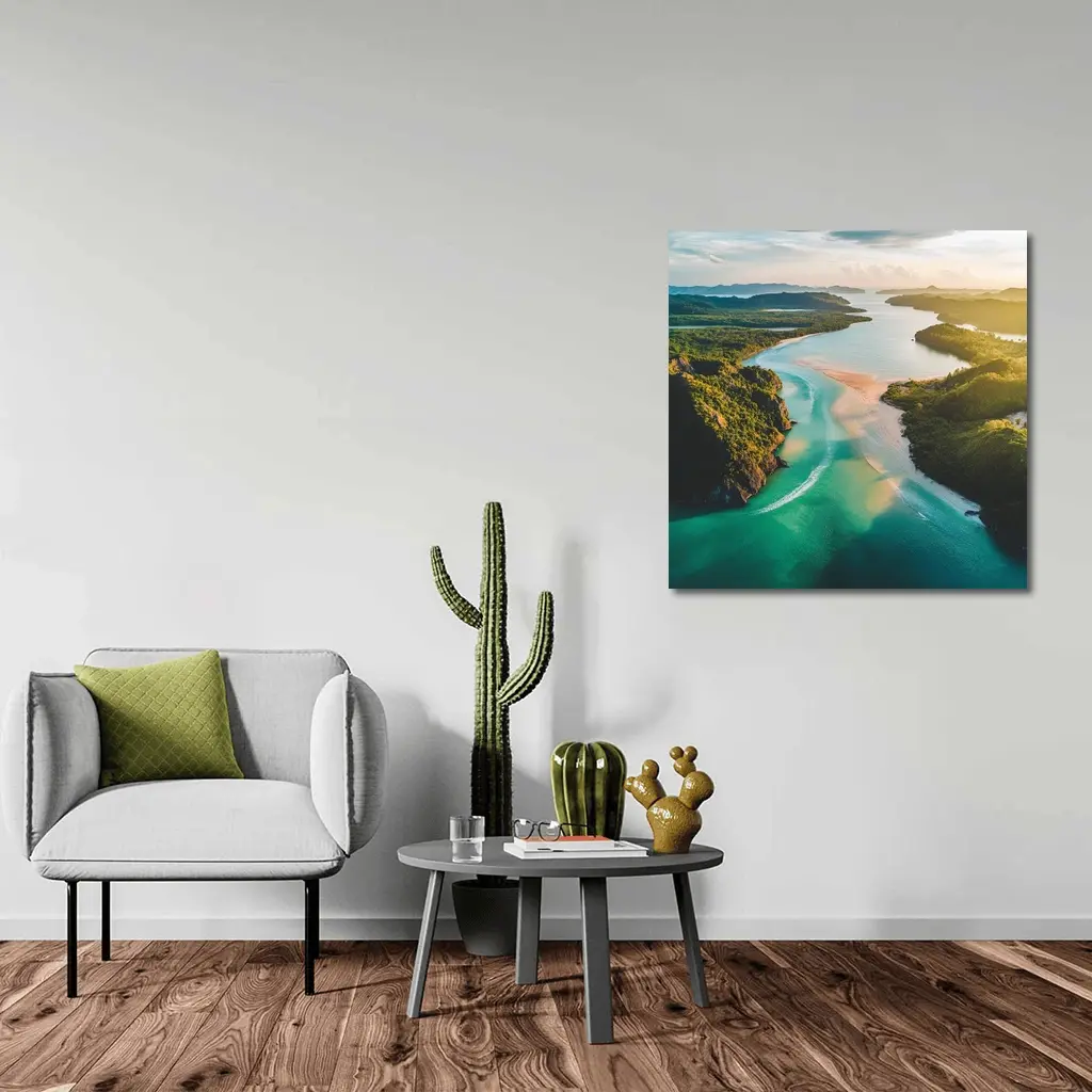 Tropical Island Bay Aerial Sunset View – Wall Art