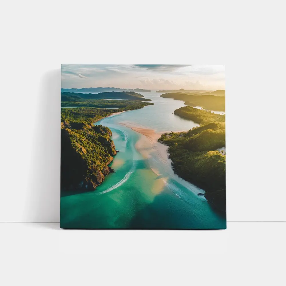 Tropical Island Bay Aerial Sunset View – Wall Art