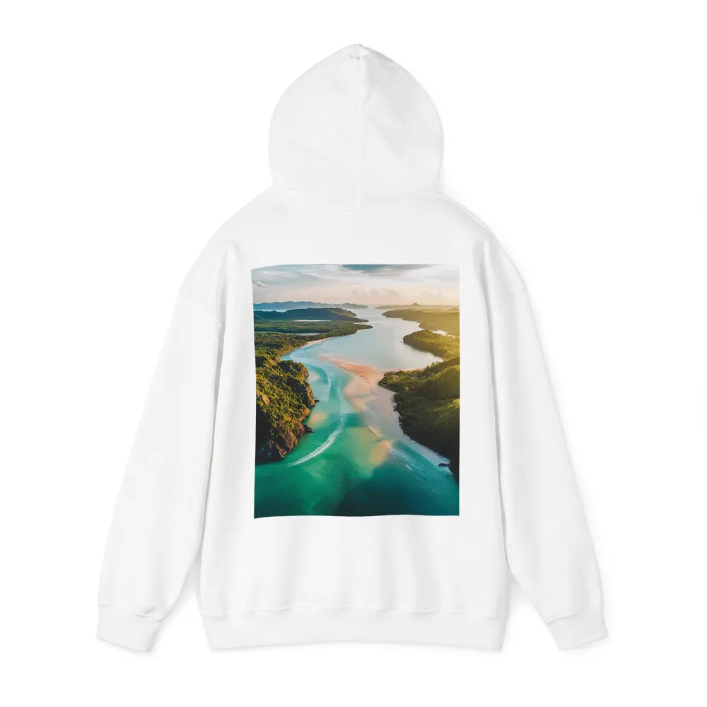 Tropical Island Bay Aerial Sunset View – Hoodies