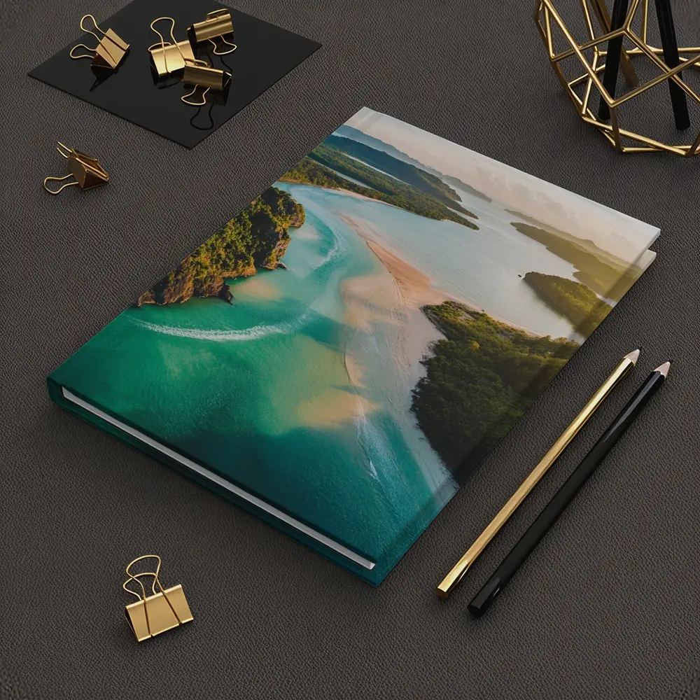 Tropical Island Bay Aerial Sunset View – Notebooks