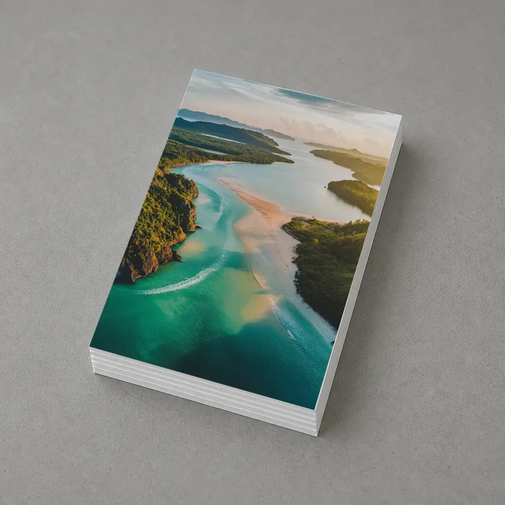 Tropical Island Bay Aerial Sunset View – Postcards