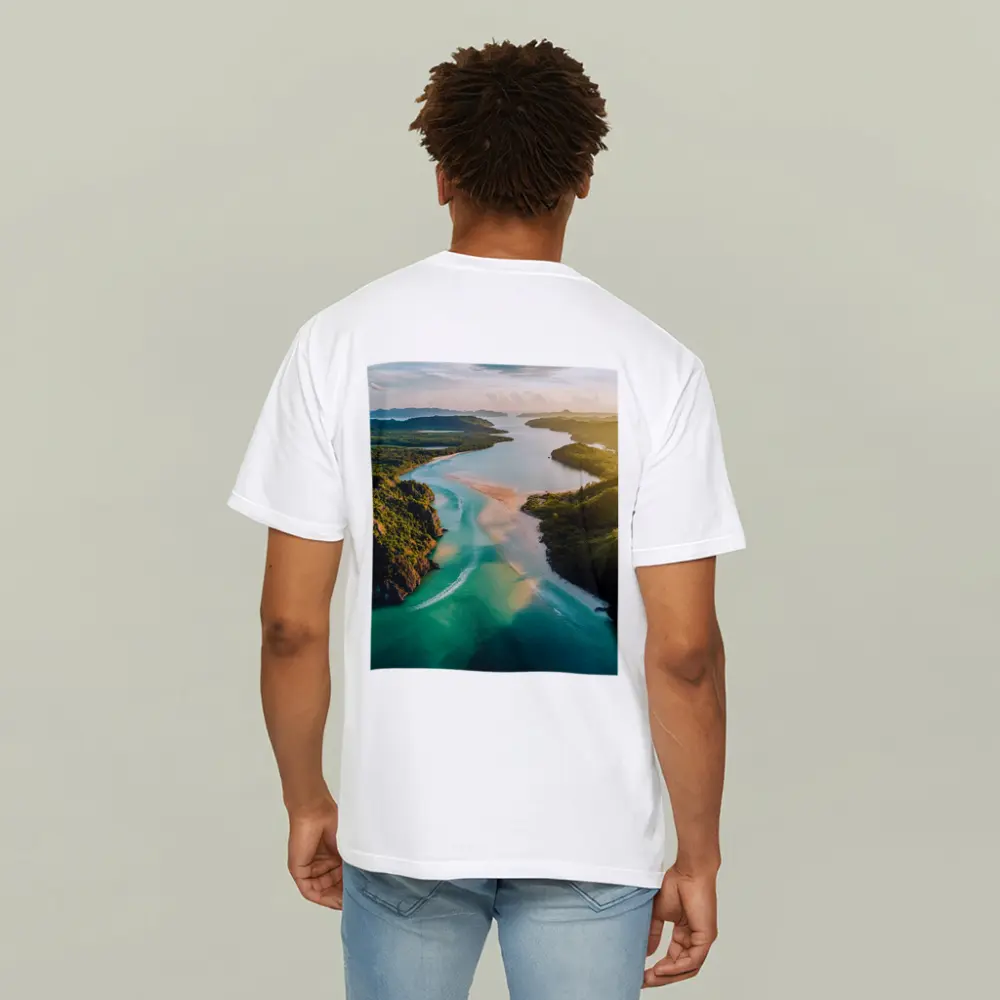 Tropical Island Bay Aerial Sunset View – T-Shirts