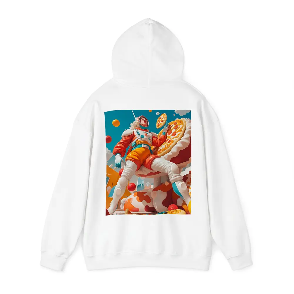 Astronaut Woman Floating With Pizza Surreal – Hoodies