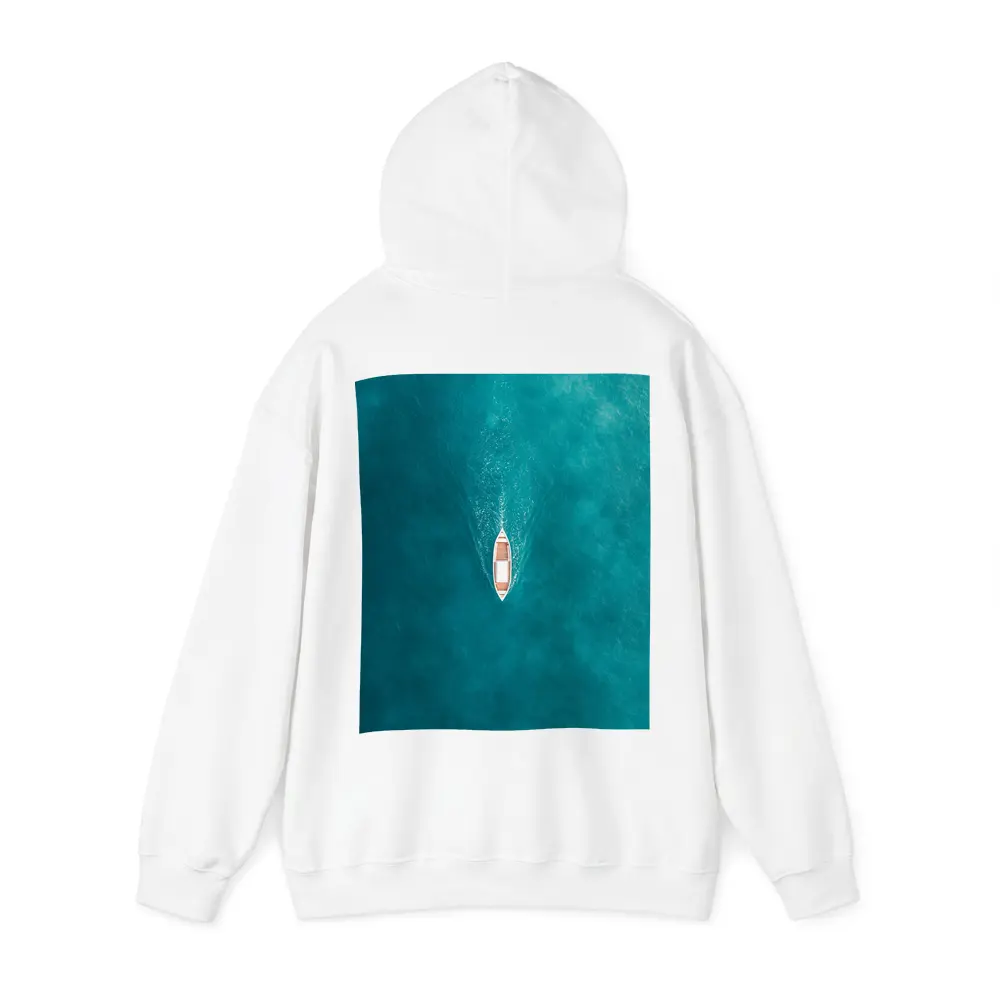 Aerial Wooden Boat Turquoise Ocean Water – Hoodies