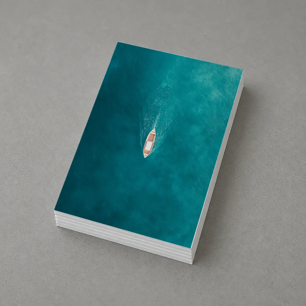 Aerial Wooden Boat Turquoise Ocean Water – Postcards