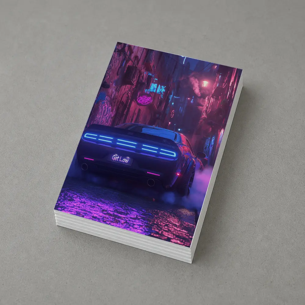 Dodge Challenger Neon Alley Night Scene – Postcards