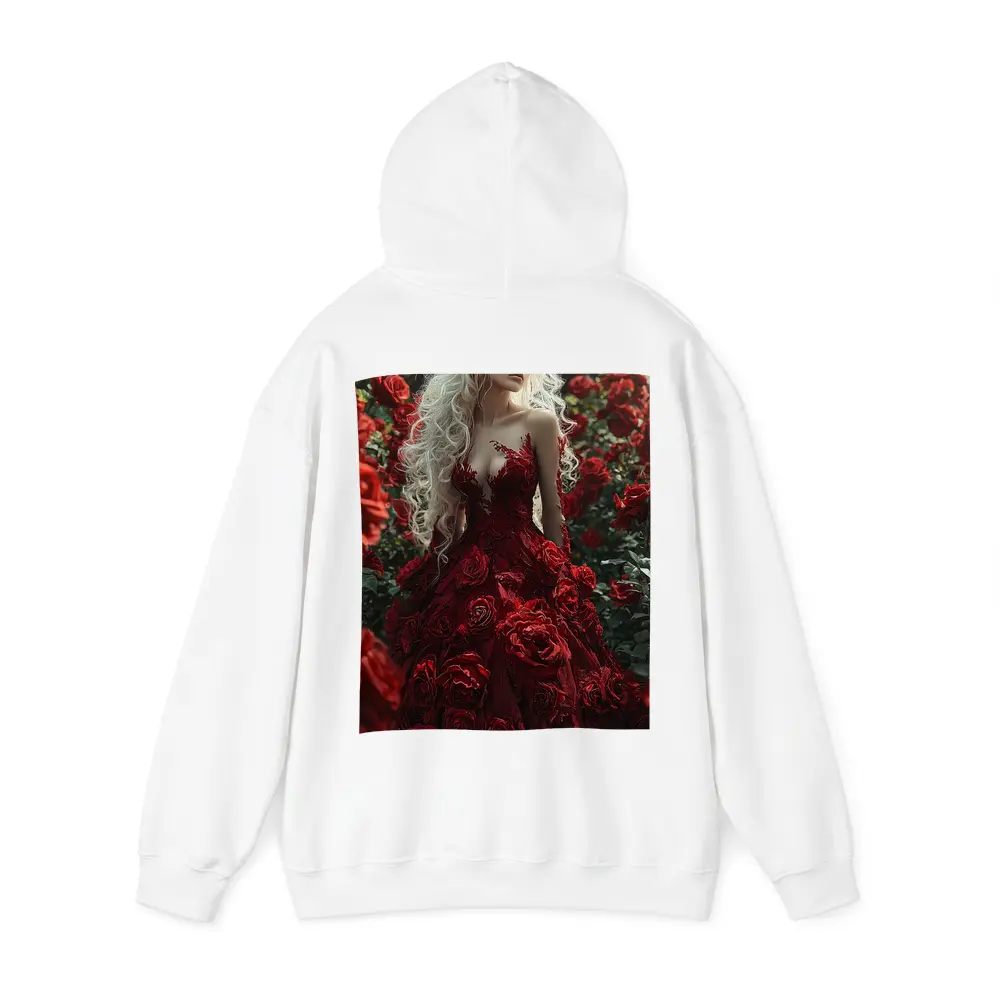 White Hair Woman Red Roses Garden Fantasy – Hoodies