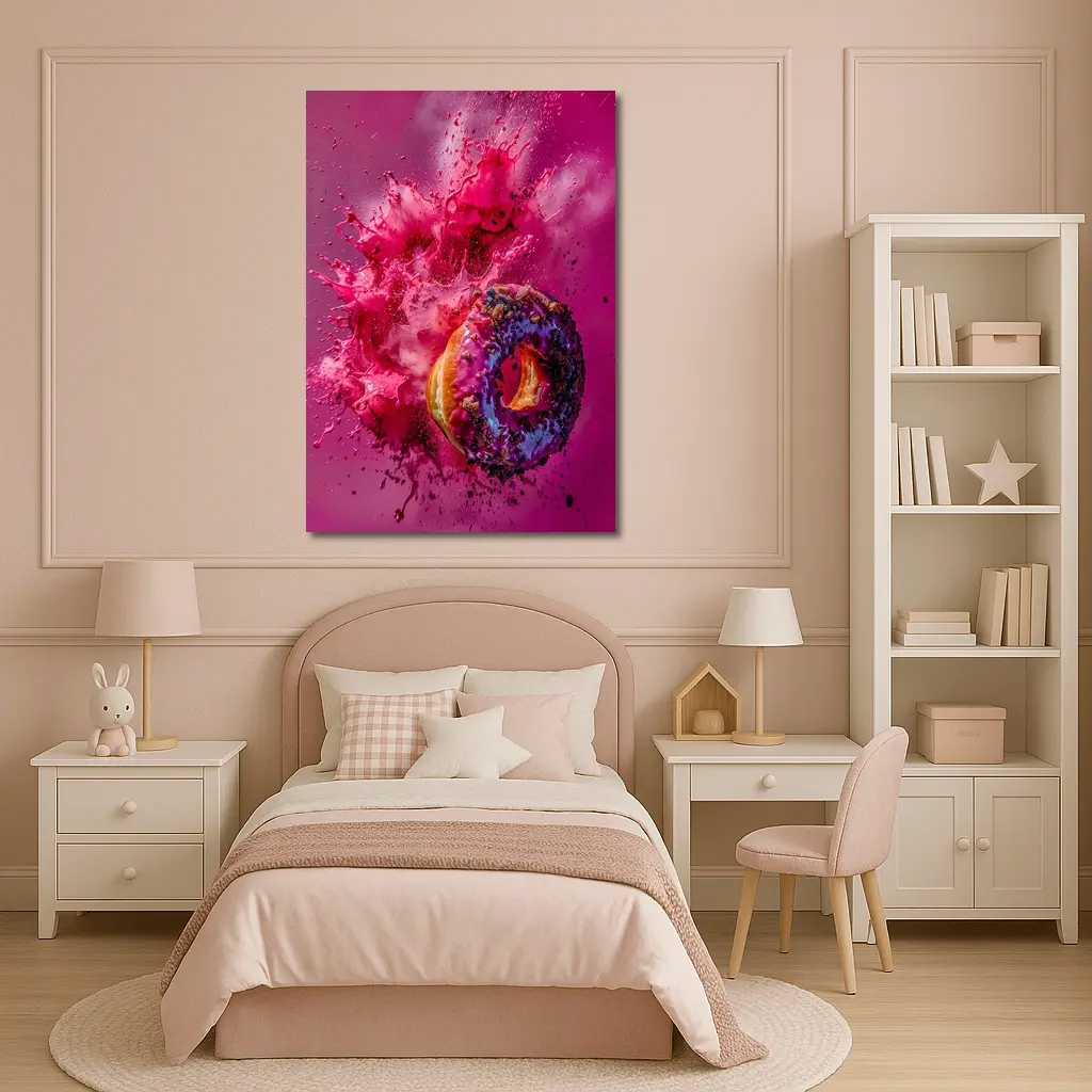 Purple Glazed Donut Pink Powder Explosion – Wall Art