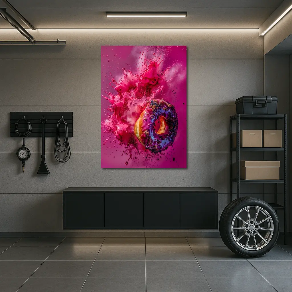 Purple Glazed Donut Pink Powder Explosion – Wall Art